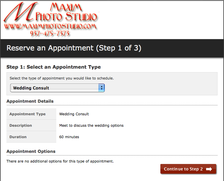 Maxim Photo Studio scheduling application
