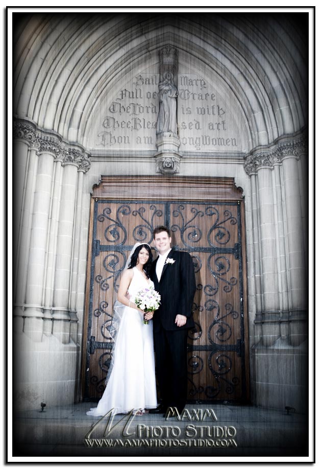 The couple in front of St. Mary's Church The couple in front of St. Mary's Church